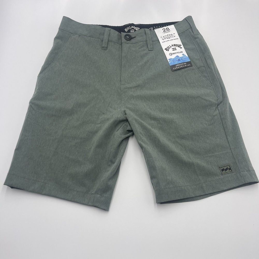NEW! Billabong Crossfire Submersible Shorts/ Men's (28)‎ green Poly Stretch NWT